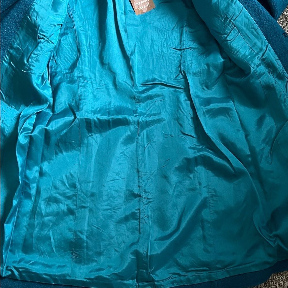 NWT Soft Surroundings Plaza Boiled Wool Coat Jacket Teal In Size S - Picture 9 of 16